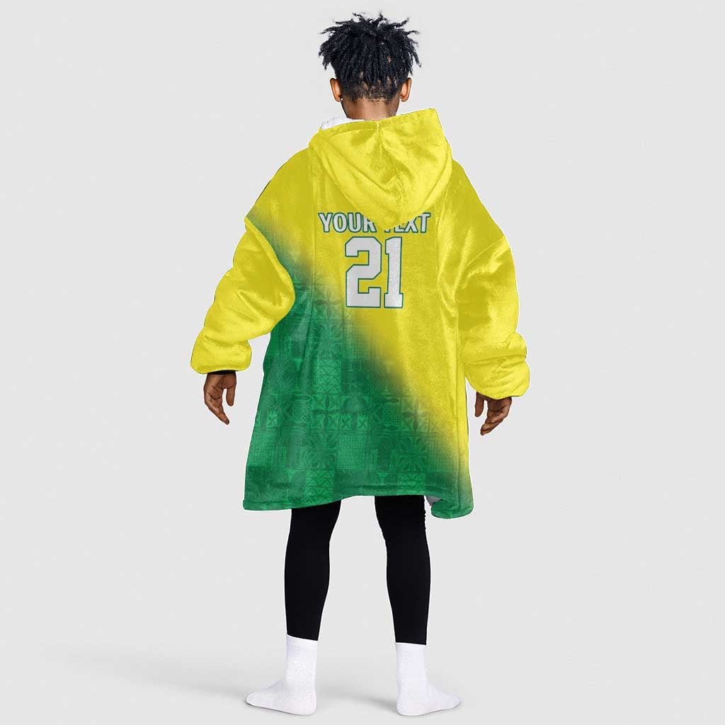 Custom Cricket African Nigeria Kid Wearable Blanket Hoodie Najeriya Angry Eagle Flag Motif - African Pride