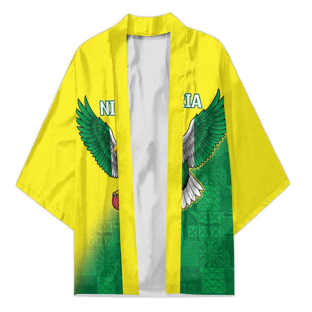 Custom Cricket African Nigeria Kimono Najeriya Angry Eagle Flag Motif