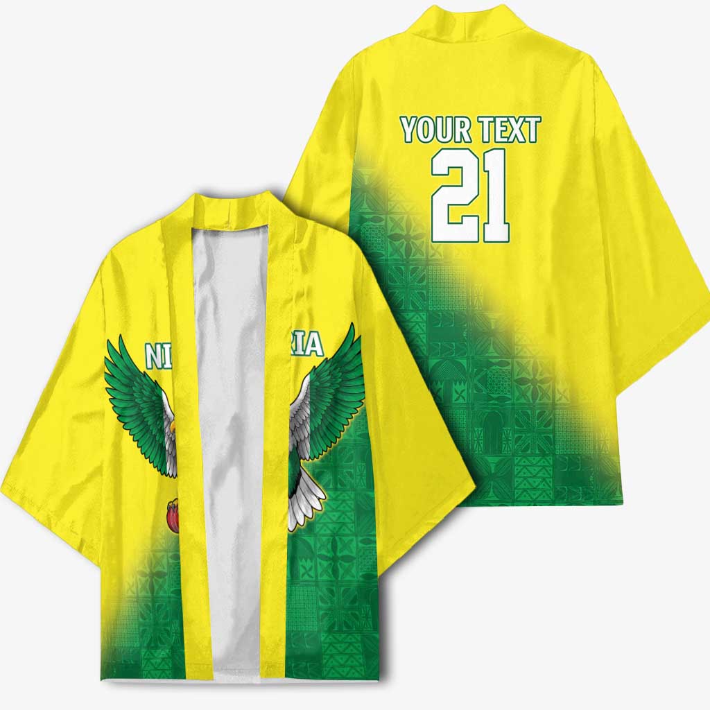 Custom Cricket African Nigeria Kimono Najeriya Angry Eagle Flag Motif
