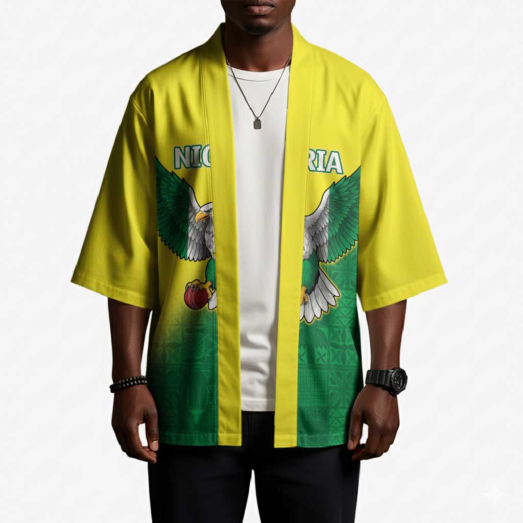 Custom Cricket African Nigeria Kimono Najeriya Angry Eagle Flag Motif