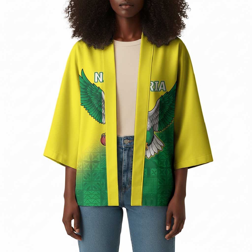 Custom Cricket African Nigeria Kimono Najeriya Angry Eagle Flag Motif