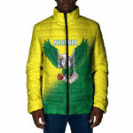Custom Cricket African Nigeria Padded Jacket Najeriya Angry Eagle Flag Motif