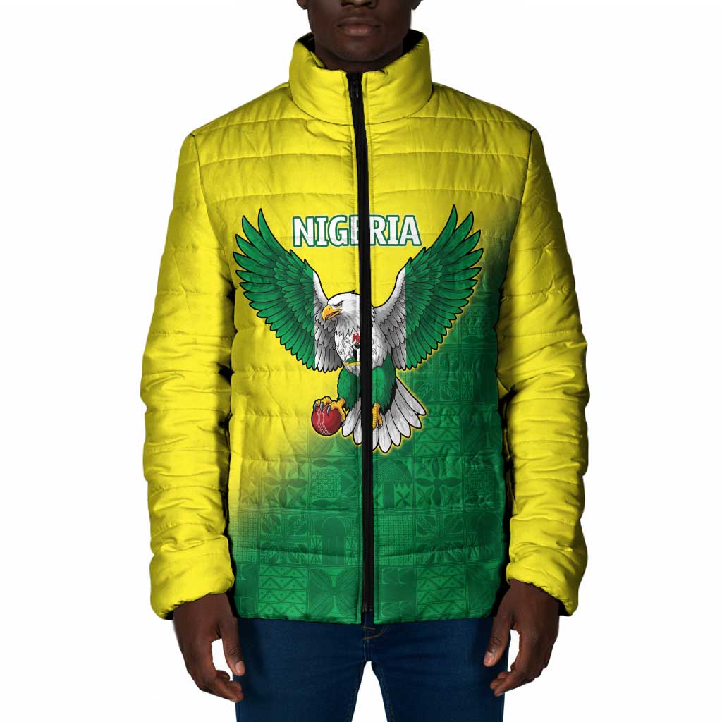 Custom Cricket African Nigeria Padded Jacket Najeriya Angry Eagle Flag Motif
