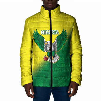Custom Cricket African Nigeria Padded Jacket Najeriya Angry Eagle Flag Motif