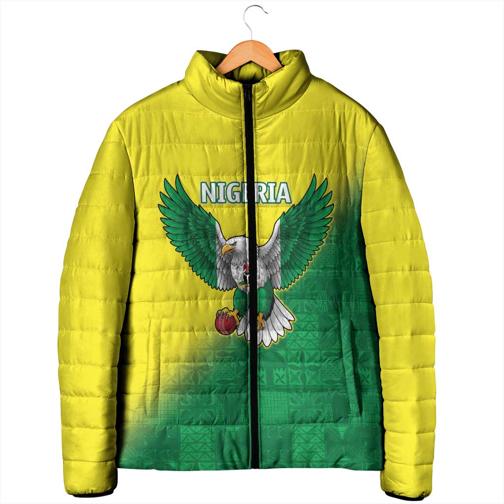 Custom Cricket African Nigeria Padded Jacket Najeriya Angry Eagle Flag Motif