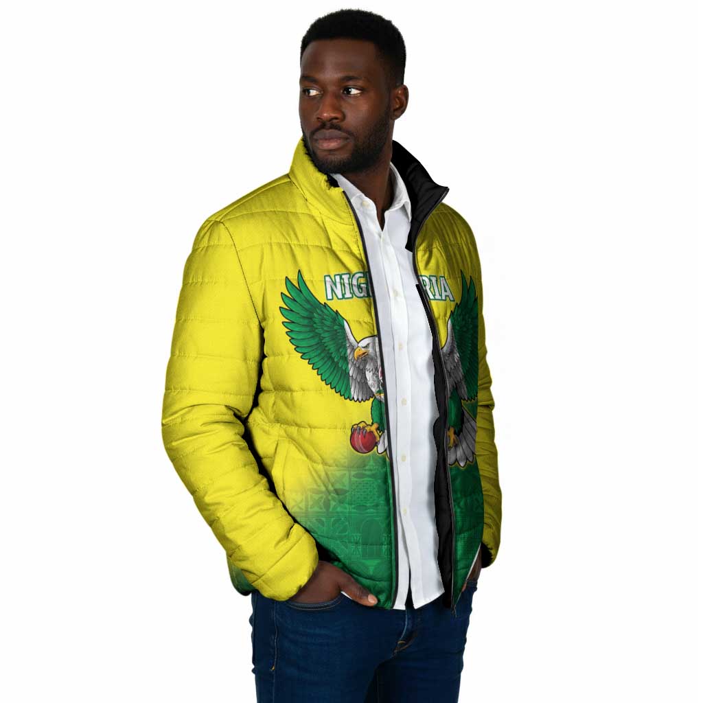 Custom Cricket African Nigeria Padded Jacket Najeriya Angry Eagle Flag Motif