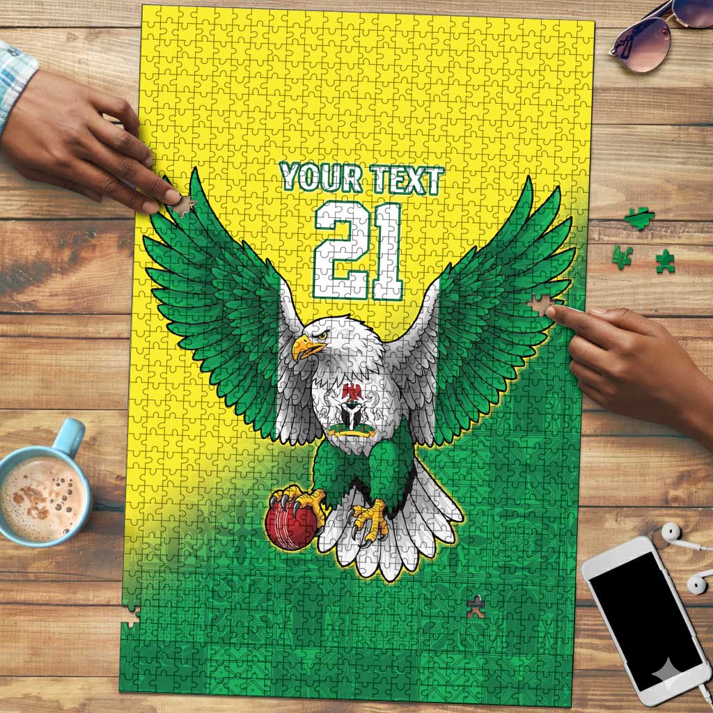 Custom Cricket African Nigeria Puzzle Najeriya Angry Eagle Flag Motif