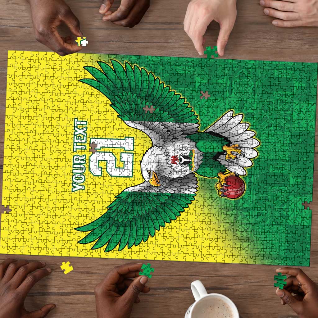 Custom Cricket African Nigeria Puzzle Najeriya Angry Eagle Flag Motif
