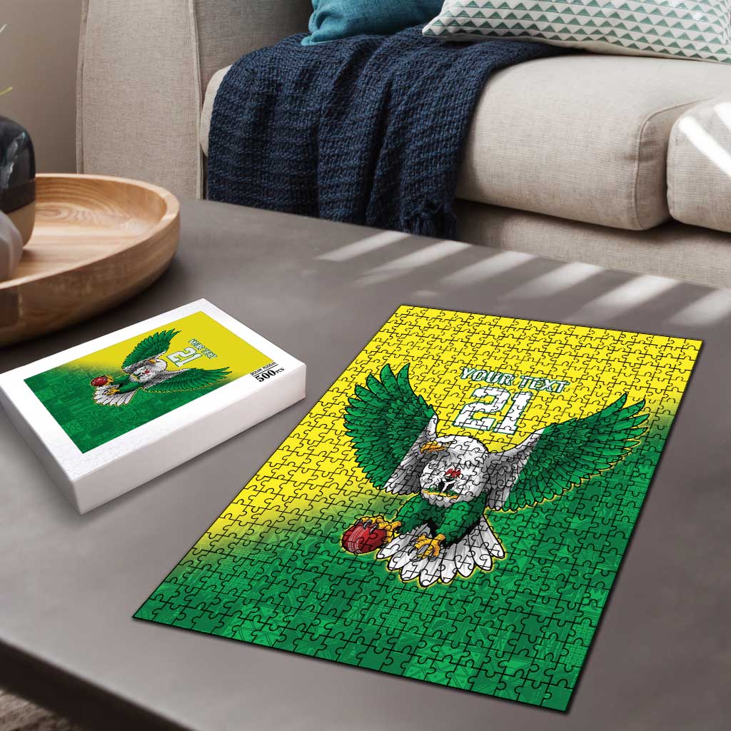 Custom Cricket African Nigeria Puzzle Najeriya Angry Eagle Flag Motif