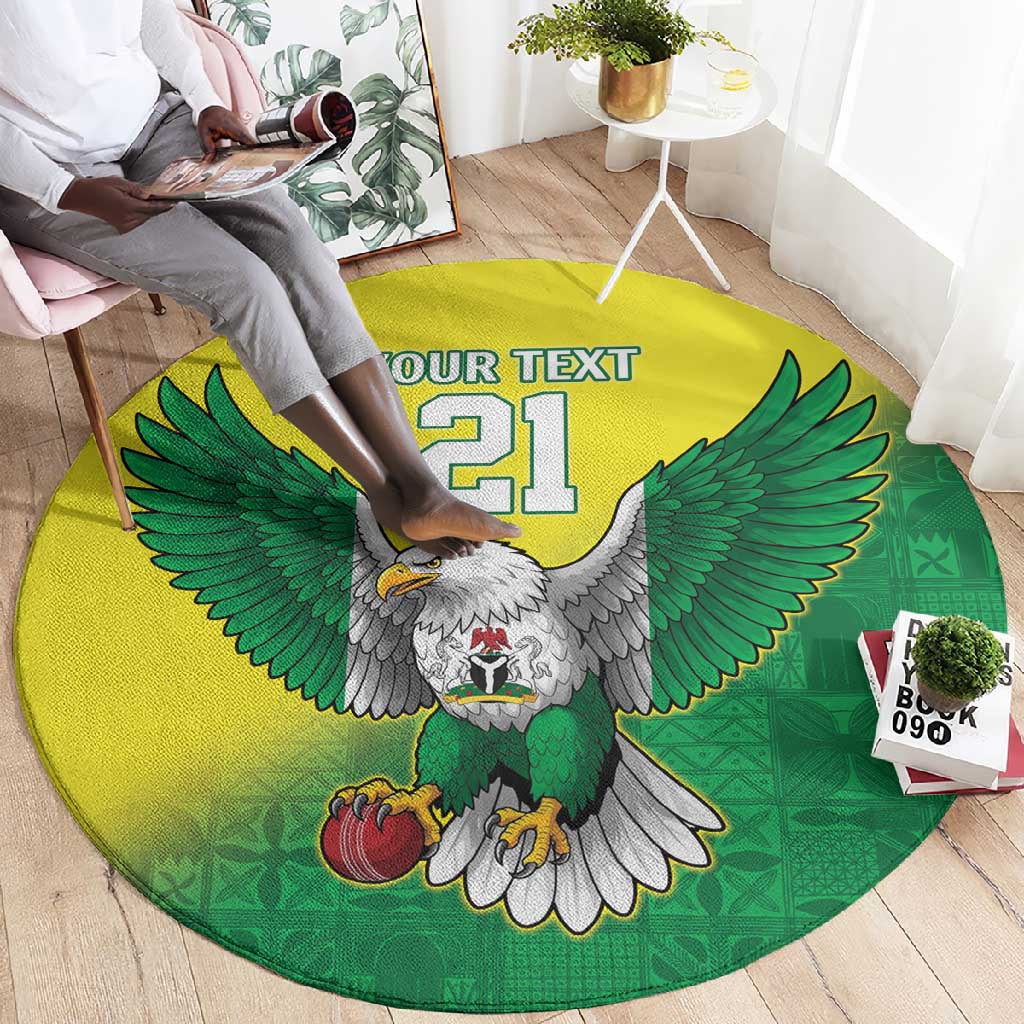 Custom Cricket African Nigeria Round Carpet Najeriya Angry Eagle Flag Motif - African Pride
