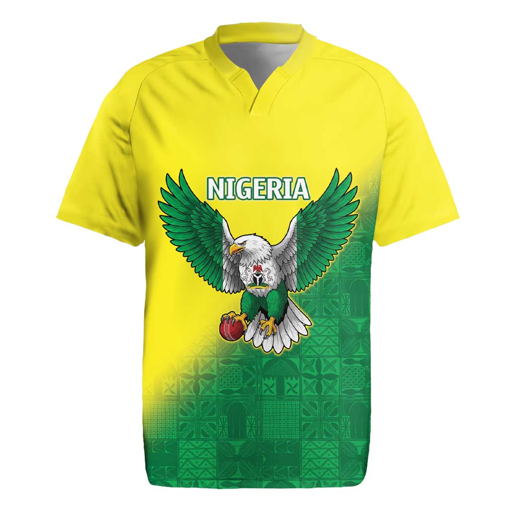 Custom Cricket African Nigeria Rugby Jersey Najeriya Angry Eagle Flag Motif - African Pride