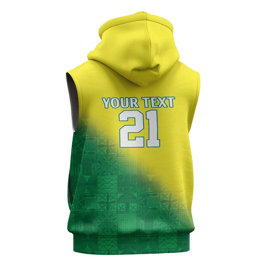 Custom Cricket African Nigeria Sleeveless Hoodie Najeriya Angry Eagle Flag Motif - African Pride