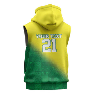 Custom Cricket African Nigeria Sleeveless Hoodie Najeriya Angry Eagle Flag Motif - African Pride