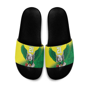 Custom Cricket African Nigeria Slide Sandals Najeriya Angry Eagle Flag Motif