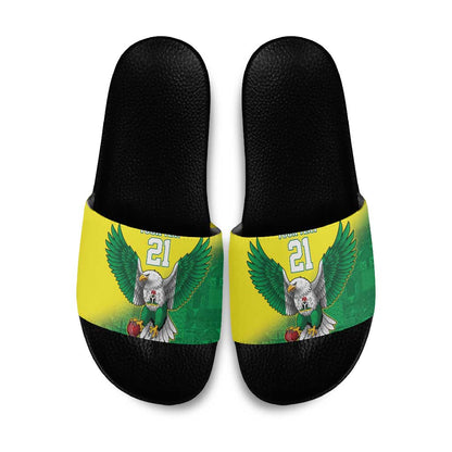 Custom Cricket African Nigeria Slide Sandals Najeriya Angry Eagle Flag Motif