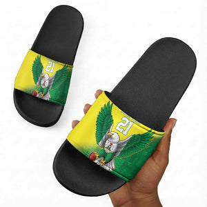 Custom Cricket African Nigeria Slide Sandals Najeriya Angry Eagle Flag Motif