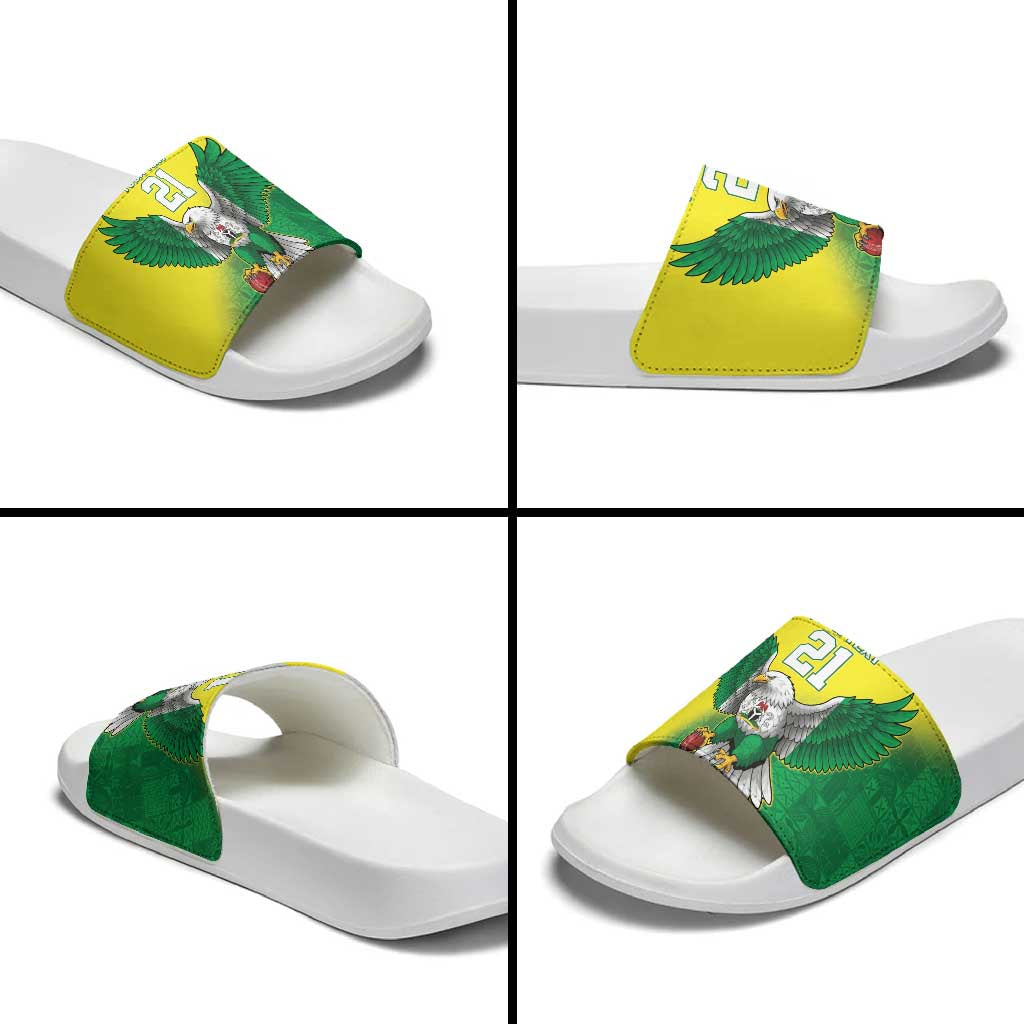 Custom Cricket African Nigeria Slide Sandals Najeriya Angry Eagle Flag Motif