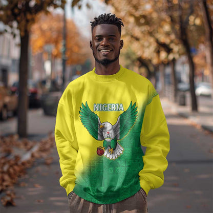 Custom Cricket African Nigeria Sweatshirt Najeriya Angry Eagle Flag Motif - African Pride