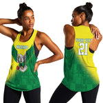Custom Cricket African Nigeria Women Racerback Tank Najeriya Angry Eagle Flag Motif - African Pride