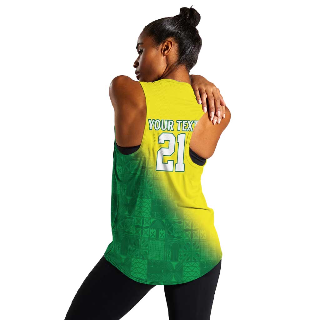 Custom Cricket African Nigeria Women Racerback Tank Najeriya Angry Eagle Flag Motif - African Pride