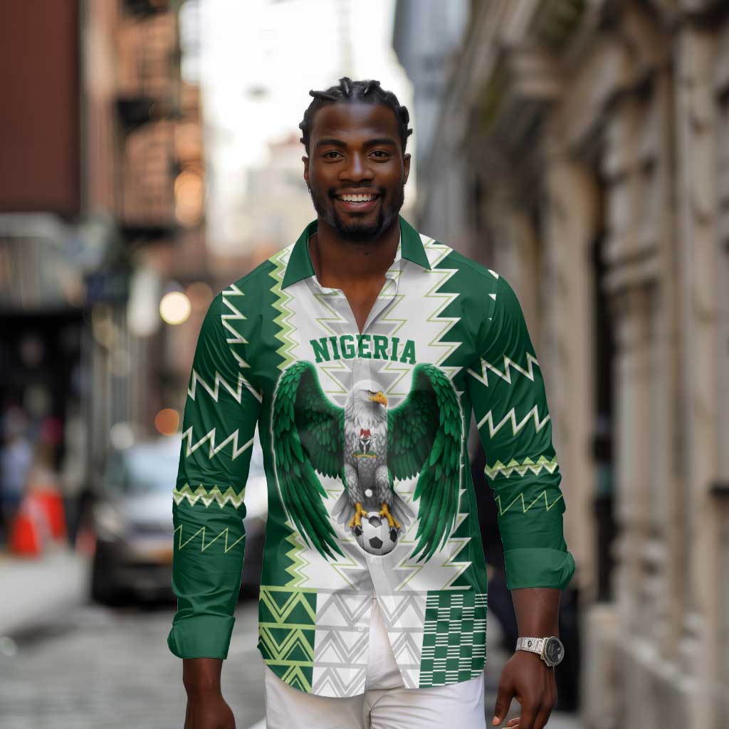 Custom Football African Nigeria Long Sleeve Button Shirt Classic 20-21 Home Jersey - African Pride