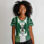 Custom Football African Nigeria Women V-Neck T-Shirt Classic 20-21 Home Jersey - African Pride
