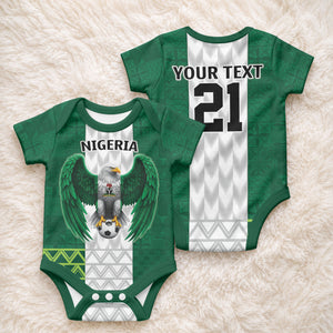 Custom Football African Nigeria Baby Onesie Retro Nigeria 20-21 Eagle Flag Motif