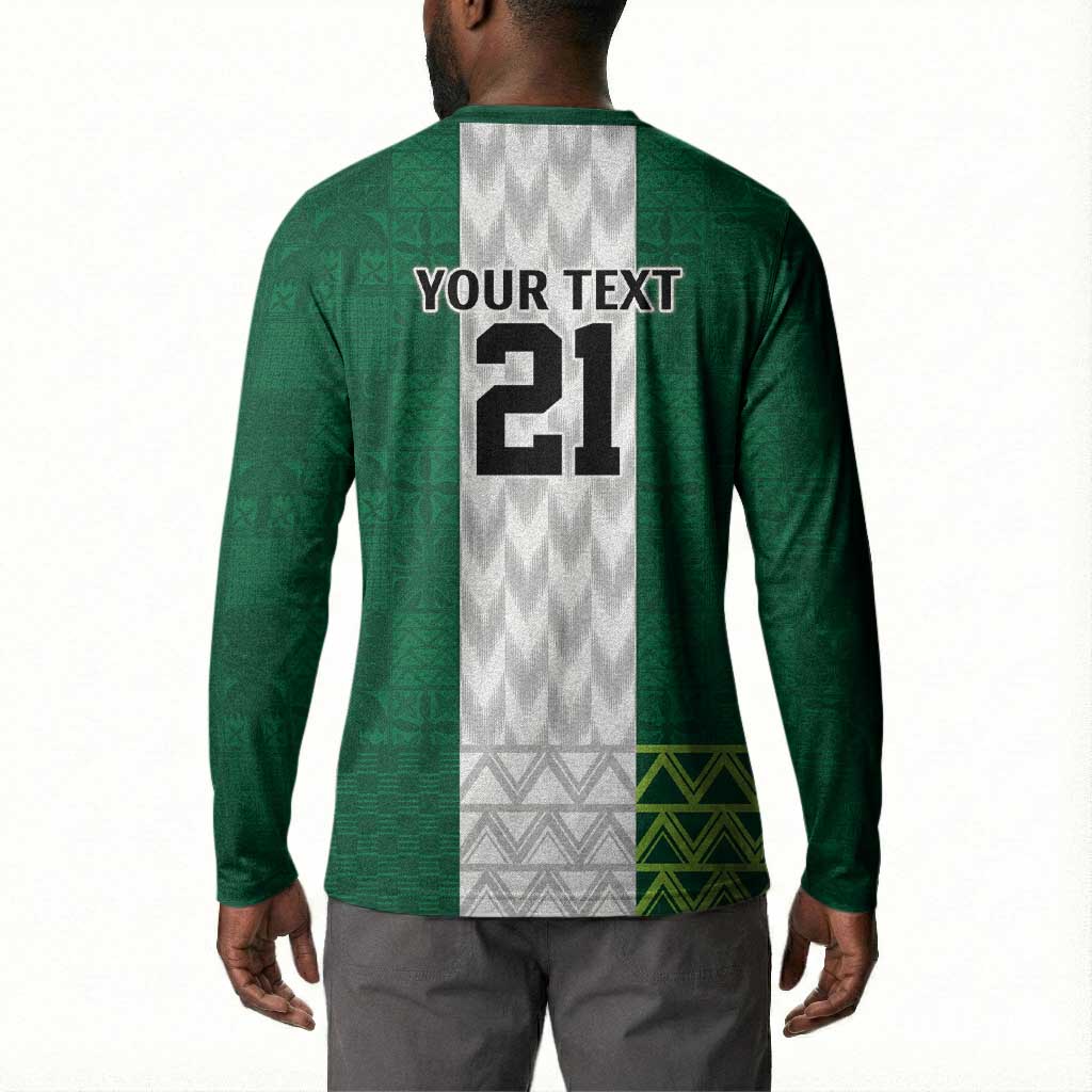 Custom Football African Nigeria Button Sweatshirt Retro Nigeria 20-21 Eagle Flag Motif