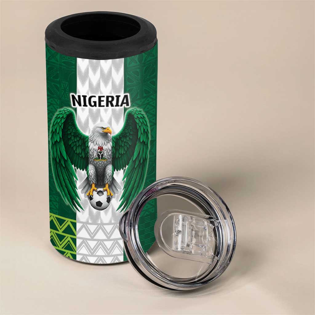 Custom Football African Nigeria 4 in 1 Can Cooler Tumbler Retro Nigeria 20-21 Eagle Flag Motif - African Pride