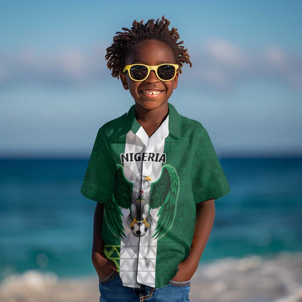 Custom Football African Nigeria Kid Hawaiian Shirt Retro Nigeria 20-21 Eagle Flag Motif - African Pride