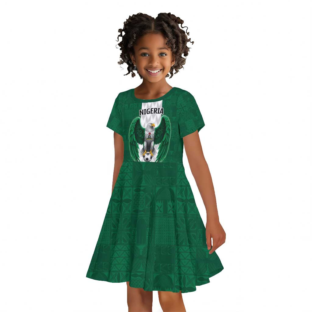 Custom Football African Nigeria Kid Short Sleeve Dress Retro Nigeria 20-21 Eagle Flag Motif - African Pride