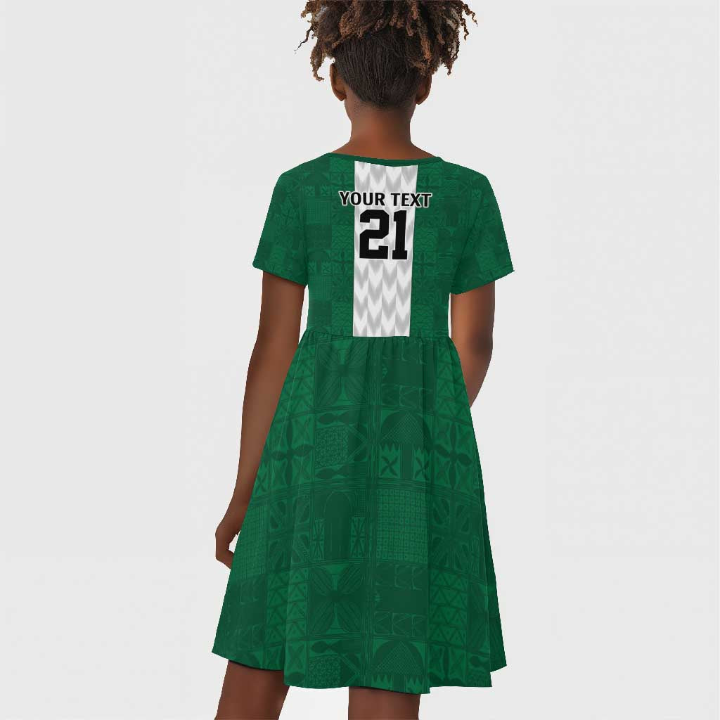 Custom Football African Nigeria Kid Short Sleeve Dress Retro Nigeria 20-21 Eagle Flag Motif - African Pride