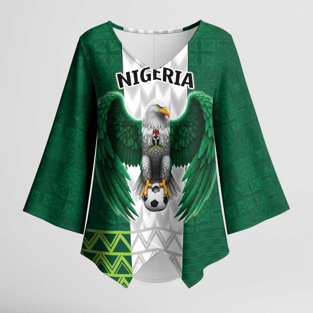 Custom Football African Nigeria Kimono Sleeve Blouse Retro Nigeria 20-21 Eagle Flag Motif