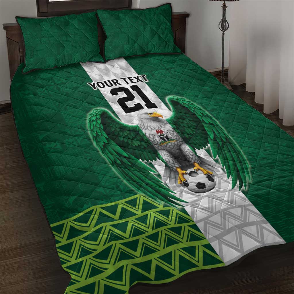 Custom Football African Nigeria Quilt Bed Set Retro Nigeria 20-21 Eagle Flag Motif - African Pride