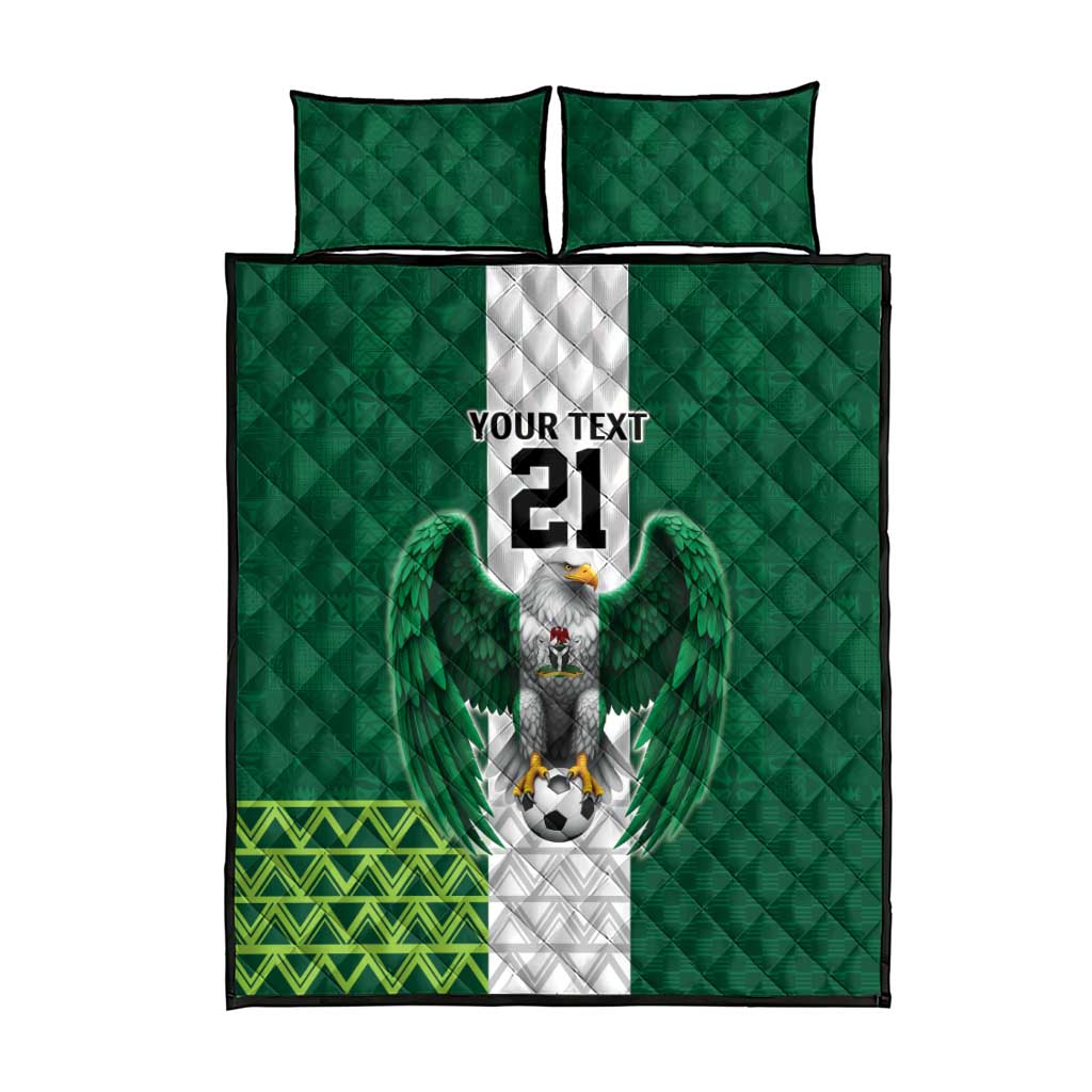 Custom Football African Nigeria Quilt Bed Set Retro Nigeria 20-21 Eagle Flag Motif - African Pride