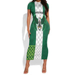 Custom Football African Nigeria Short Sleeve Bodycon Dress Retro Nigeria 20-21 Eagle Flag Motif - African Pride