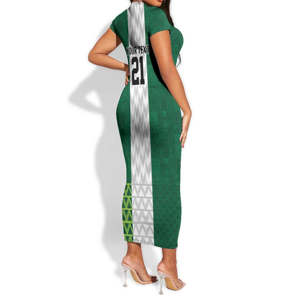 Custom Football African Nigeria Short Sleeve Bodycon Dress Retro Nigeria 20-21 Eagle Flag Motif - African Pride