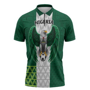 Custom Football African Nigeria Zipper Polo Shirt Retro Nigeria 20-21 Eagle Flag Motif