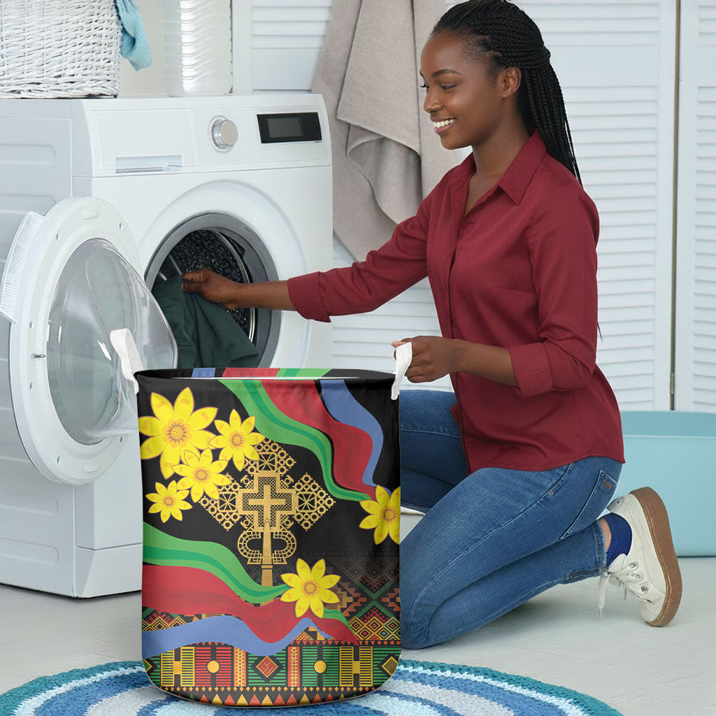 Eritrea Meskel Laundry Basket Eritrean Tribal Meskel Daisy Flag Inspired