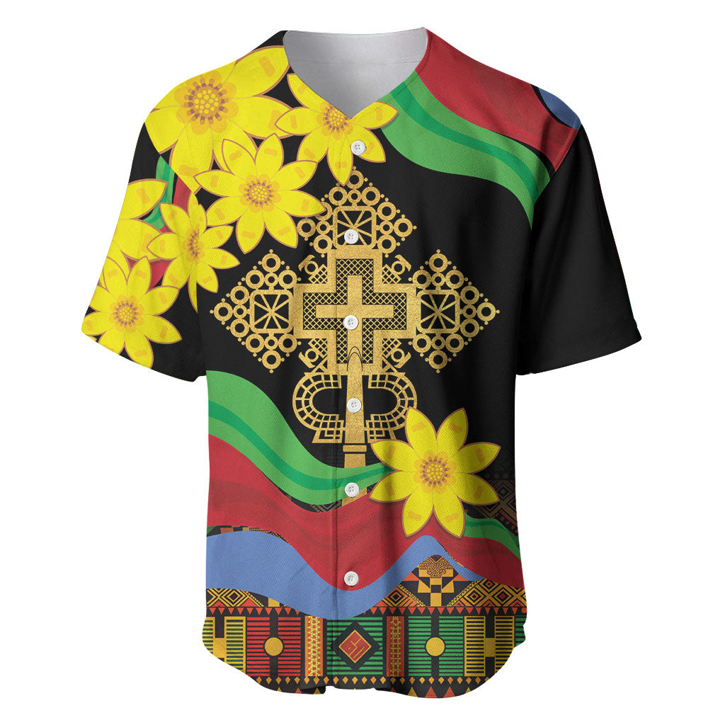 Eritrea Meskel Baseball Jersey Eritrean Tribal Meskel Daisy Flag Inspired