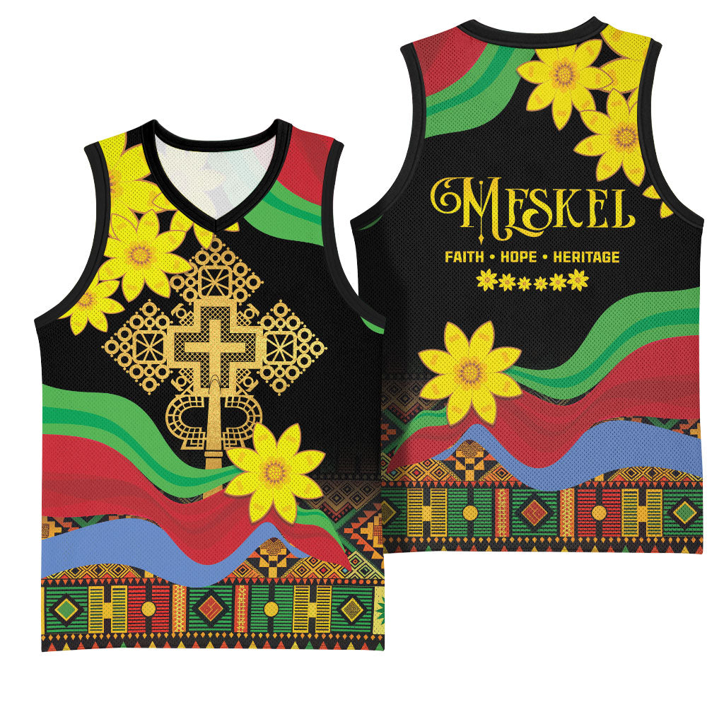 Eritrea Meskel Basketball Jersey Eritrean Tribal Meskel Daisy Flag Inspired