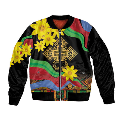 Eritrea Meskel Bomber Jacket Eritrean Tribal Meskel Daisy Flag Inspired