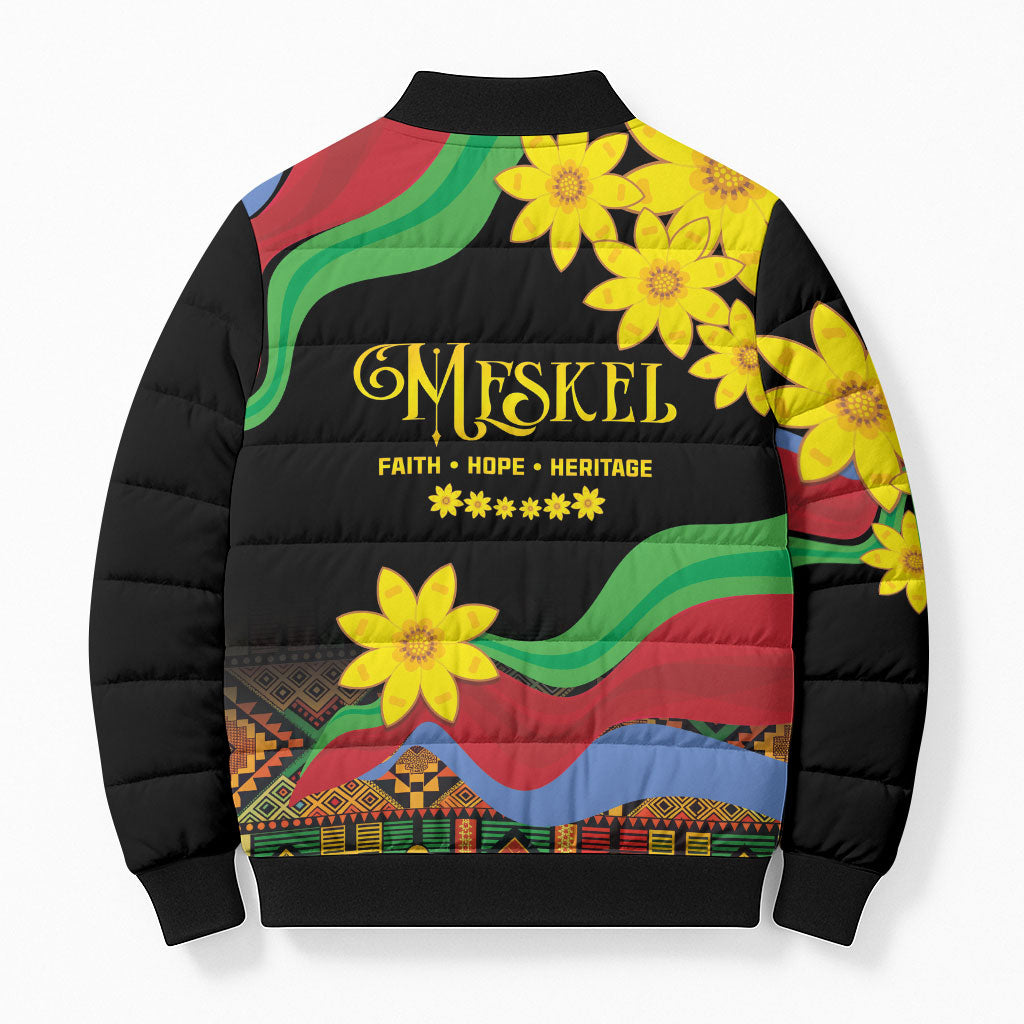 Eritrea Meskel Bomber Puffer Jacket Eritrean Tribal Meskel Daisy Flag Inspired