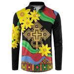 Eritrea Meskel Button Sweatshirt Eritrean Tribal Meskel Daisy Flag Inspired