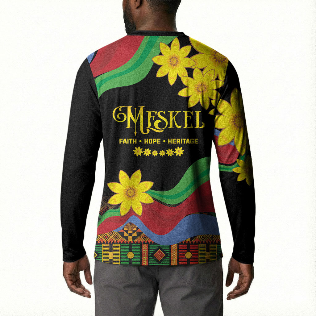 Eritrea Meskel Button Sweatshirt Eritrean Tribal Meskel Daisy Flag Inspired