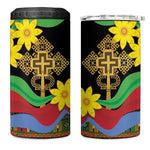 Eritrea Meskel 4 in 1 Can Cooler Tumbler Eritrean Tribal Meskel Daisy Flag Inspired
