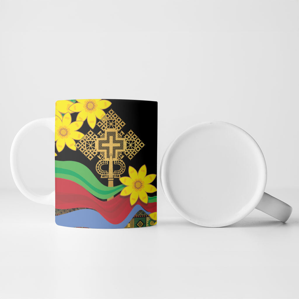 Eritrea Meskel Ceramic Mug Eritrean Tribal Meskel Daisy Flag Inspired