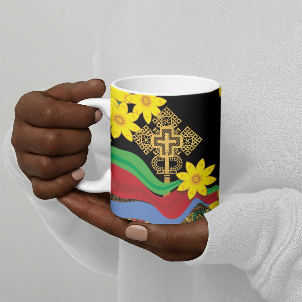 Eritrea Meskel Ceramic Mug Eritrean Tribal Meskel Daisy Flag Inspired