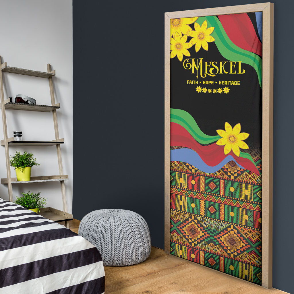 Eritrea Meskel Door Cover Eritrean Tribal Meskel Daisy Flag Inspired