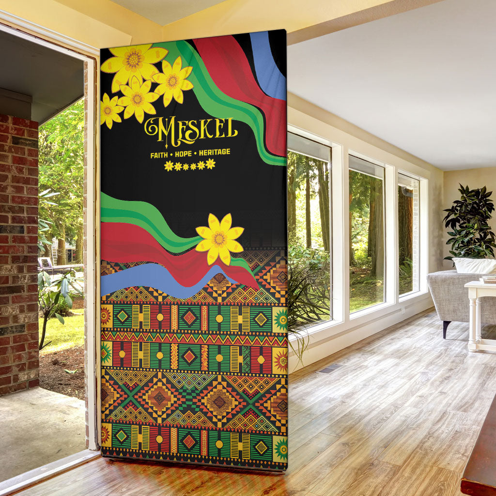 Eritrea Meskel Door Cover Eritrean Tribal Meskel Daisy Flag Inspired